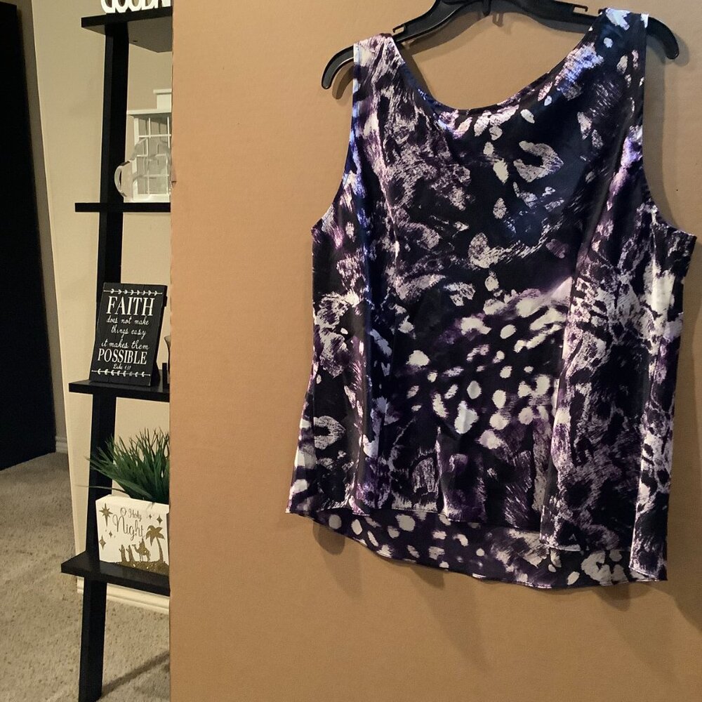 Alex Evening 2 Piece Leopard  Purple, Blk & White blouse w/Jacket - Picture 4 of 5